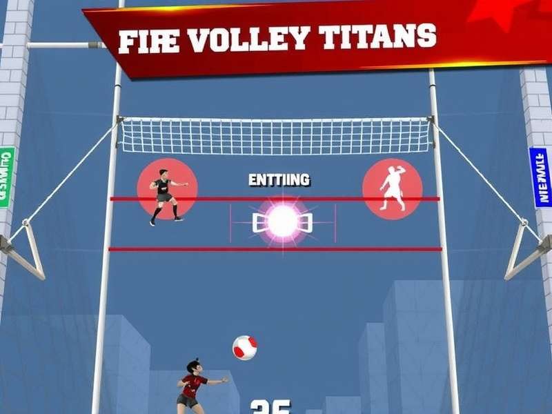 Intense volleyball action in Fire Volley Titans Fire Volley Titans gameplay screenshot
